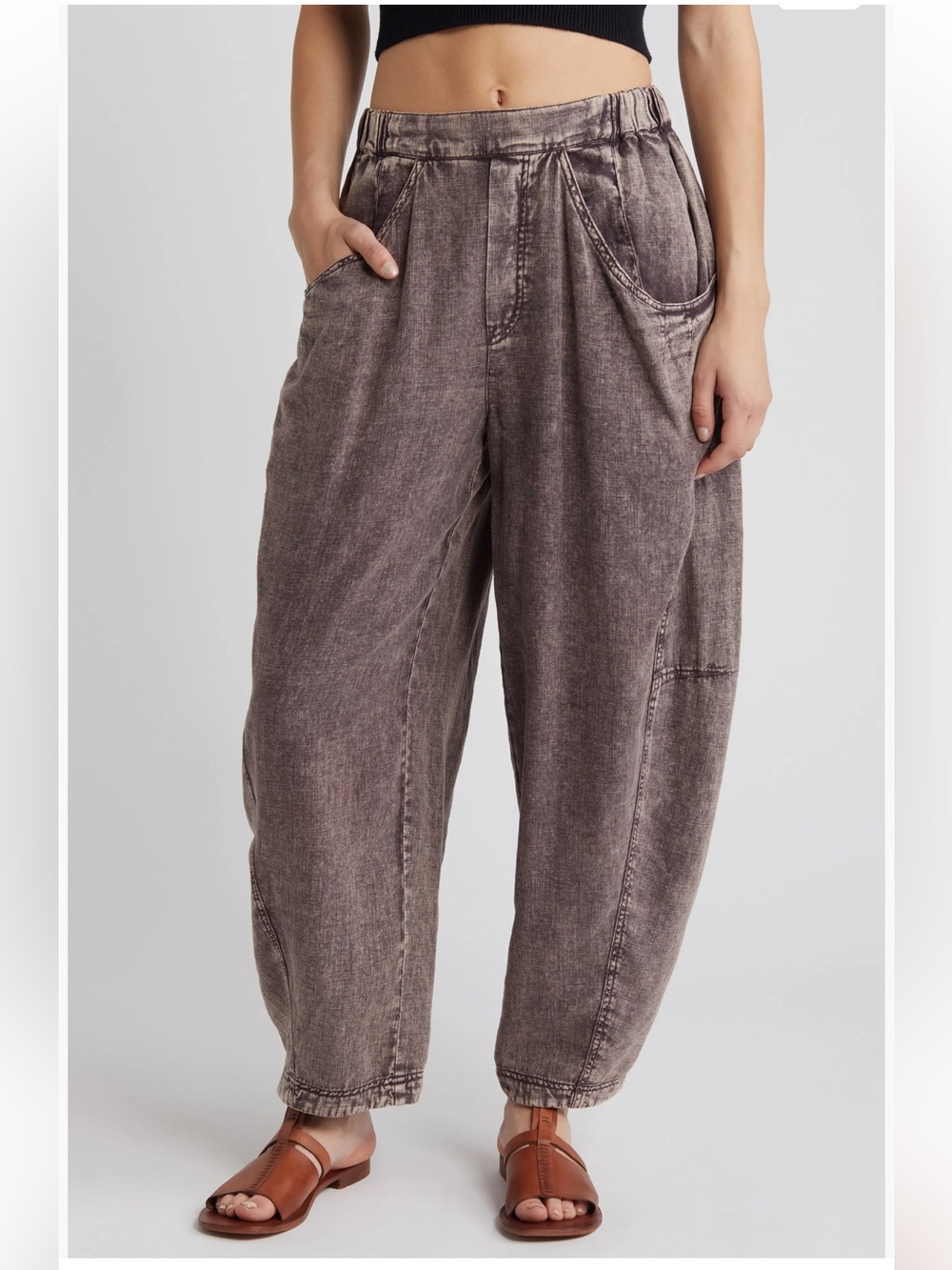 Free people High Road Pull-On Linen Blend Barrel Pants size XS
